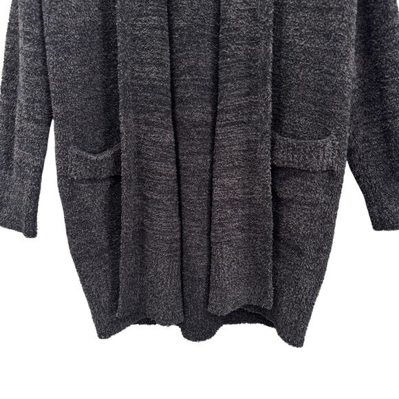 Barefoot Dreams CozyChic Cardigan Size L Open Front Soft Knit Heather Black - Picture 4 of 9